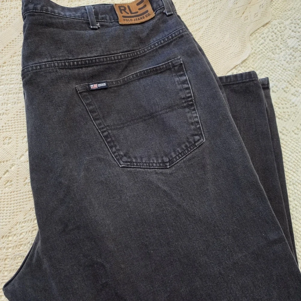 Vintage Polo Ralph Lauren‎ Jeans Men Relaxed Fit Black Denim Size 48x30 Retro
